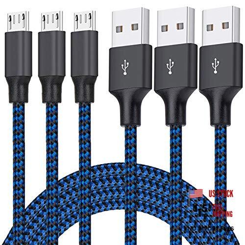 Micro USB Cable, 3Pack 6FT Android Charger Cord Long Braided Sync Fast 6 Feet