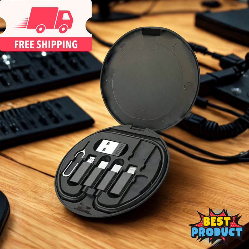 USB Adapter Kit with Universal Multi Charging Cables Holder Stand Storage Case gallery