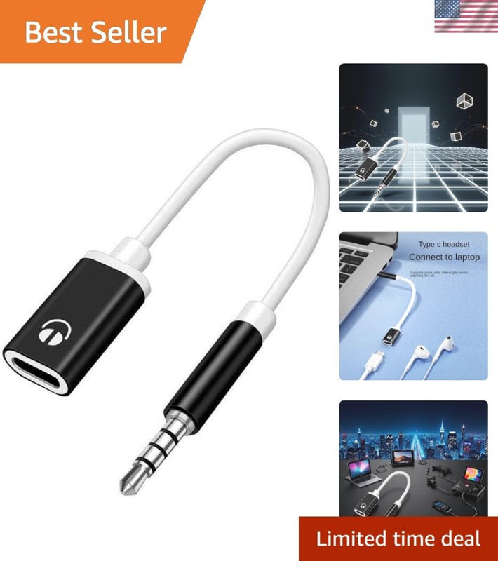 Compact USB-C to 3.5mm Audio Dongle – Perfect for Laptops & Smartphones