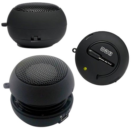 Wired Speaker Portable Audio Multimedia Rechargeable Black for Cell Phones