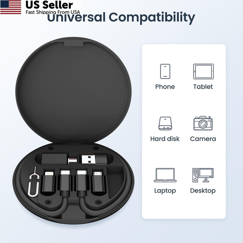 Elebase Multi USB C Charger Adapter Cable Kit (6 in 1),Travel Type C to Black gallery