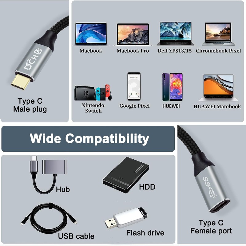 6ft 100W USB C to USB C Cable 4K Video 10Gbps Data 3.1 Gen 2 Monitor Cord gallery