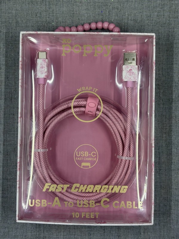 XO Poppy Fast Charging USB-A To USB-C Cable 10 Feet – Tangle Free Cable