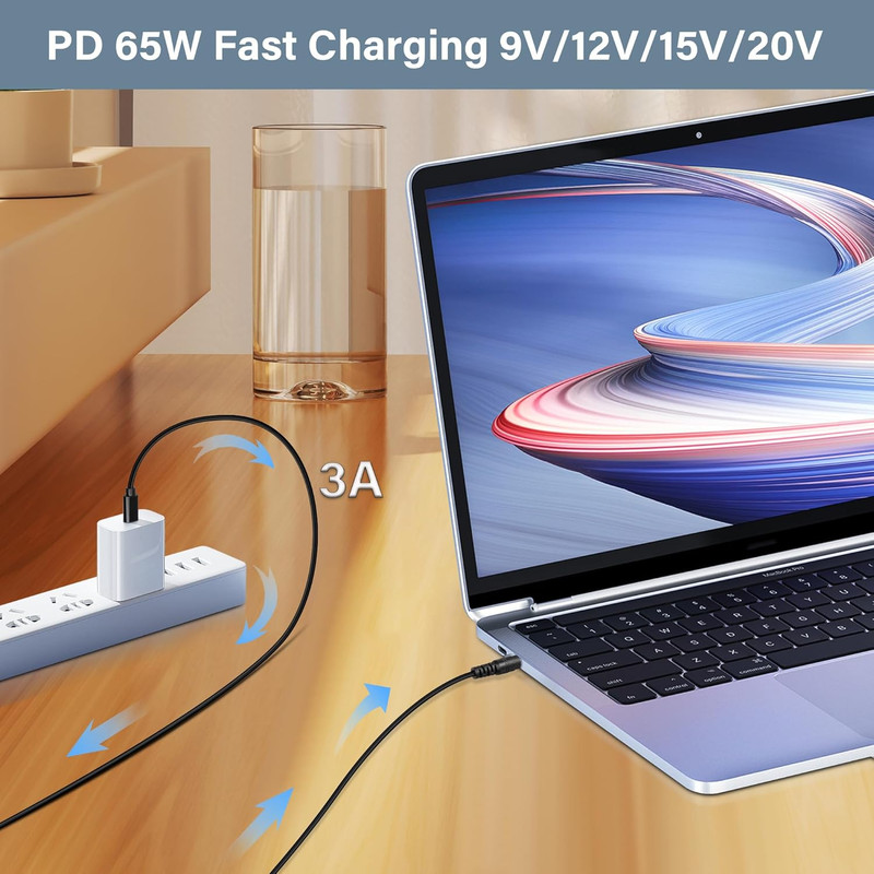 GINTOOYUN USB Type-C to DC 12V Power Charge Cable，Usb-C Male Input to Dc5.5X2.5M gallery