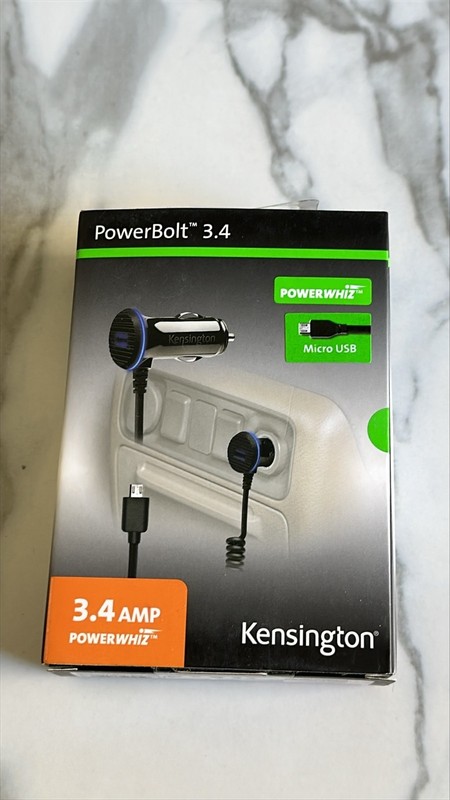 New Kensington PowerBolt 3.4 Car Charger Micro USB, USB-C, & Adapter for Iphone
