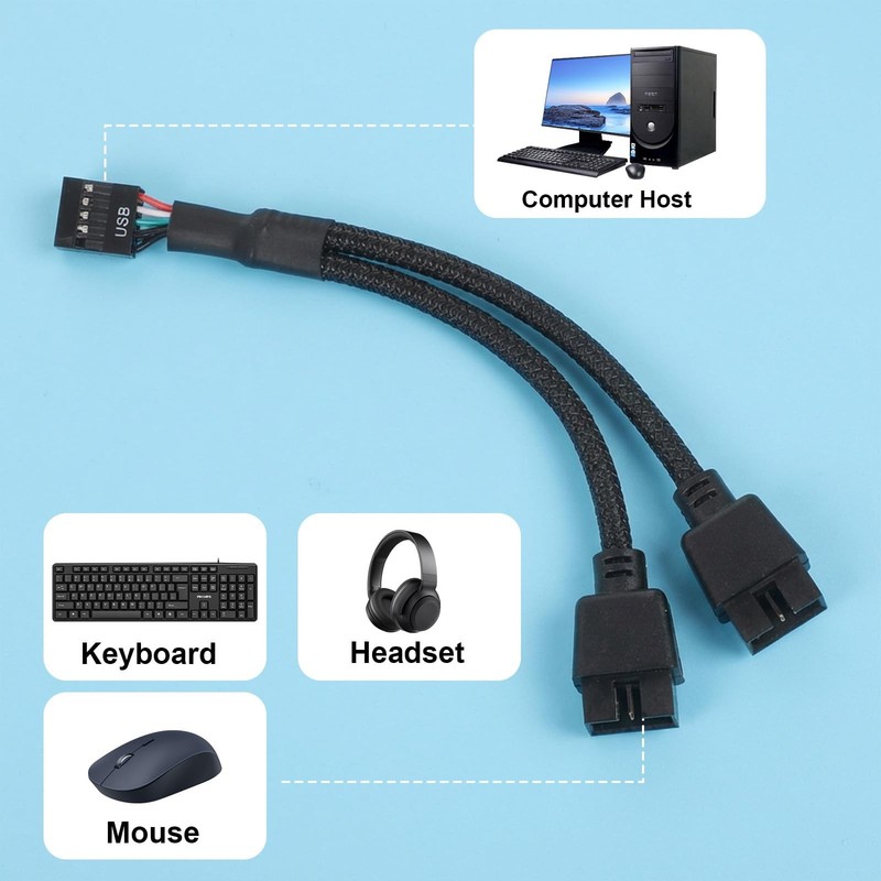 2 Pcs USB Header Splitter Motherboard USB 9Pin Header Cable, Motherboard USB ... gallery