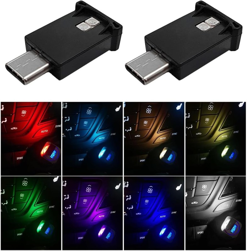 2 PCS USB Type C Red, Orange, Yellow, Green, Blue, Dark Purple, White