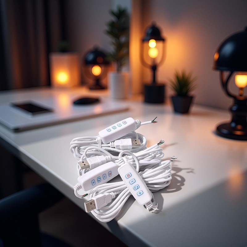 1 Pcs White DC5V USB Dimmer Extension Cable with On/Off Switch Adapter Dimmin... gallery