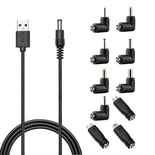 USB to DC 5V Power Cable 5.5x2.1mm 3.3FT 10 Connector Tips Charging For LED gallery