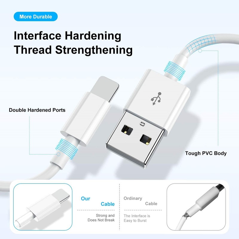 1/10Pack Lot USB Cable 3ft/6ft For iPhone 14 13 12 11 XR 8 6 5 Fast Charger Cord gallery