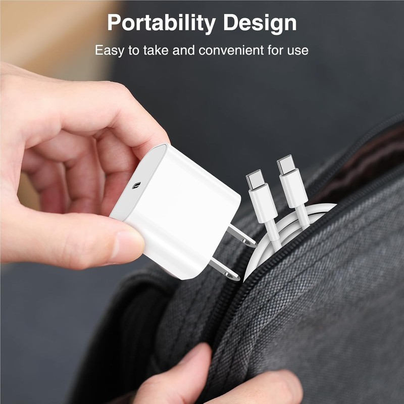 20W Fast Charger For iPhone 17 16 15 USB-C to USB-C Cable Type-C Charging Cord gallery