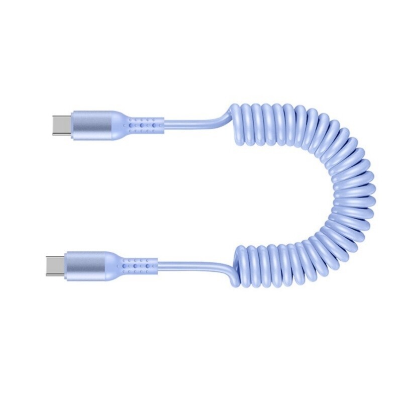 Spring Coiled USB Type C Data Cable 6A Quick Charging for Phones Home & Office