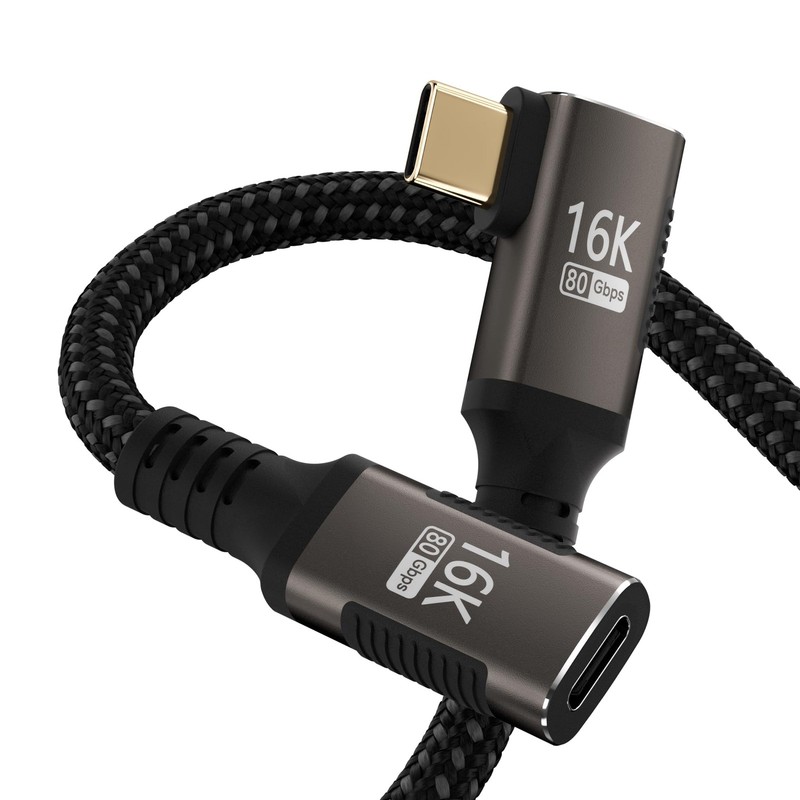 usbc extension cable right angle short 2FT with Thunderbolt 5/4/3 extender 80…