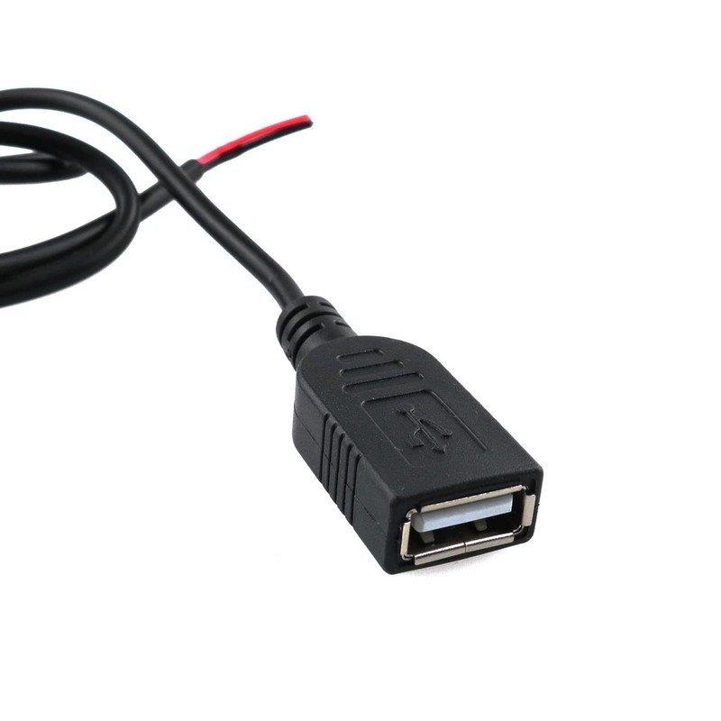 2 Pack 24AWG USB Pigtail 3.3 Feet 1 Meter USB Female Power Cable - Black, 5V, 5A gallery