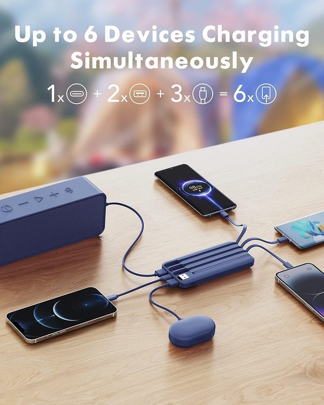 charmast Portable Charger with Built in Cables, Power Bank with Cords Wires, gallery