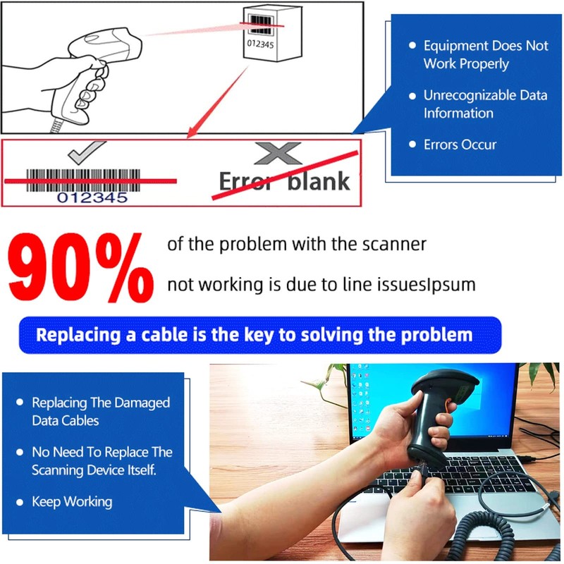 Barcode Scanner 𝐂𝐨𝐢𝐥𝐞𝐝 𝐔𝐒𝐁 𝐂𝐚𝐛𝐥𝐞 USB to RJ45 Cable CBL-500-300-... gallery
