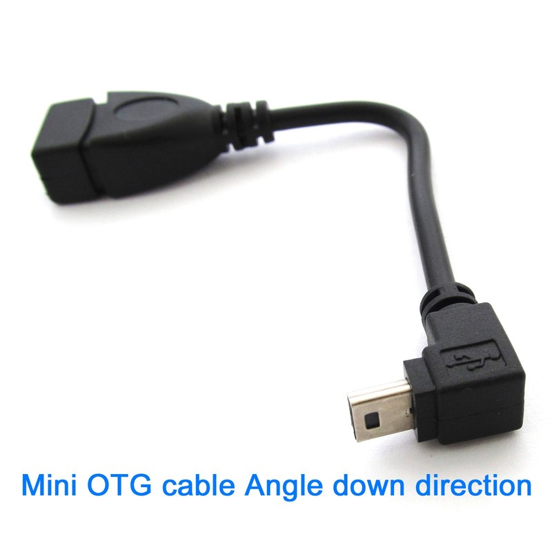 1pc Mini Angle Down 5pin Male Plug To USB 2.O Female Mini OTG Cable Connector