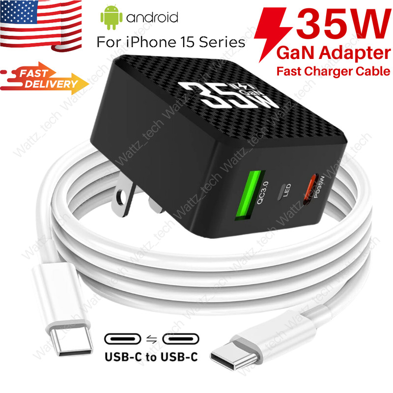 35W For iPhone 15 16 17 Pro Max iPad Samsung USB-C Fast Charger Plug Type C Cord