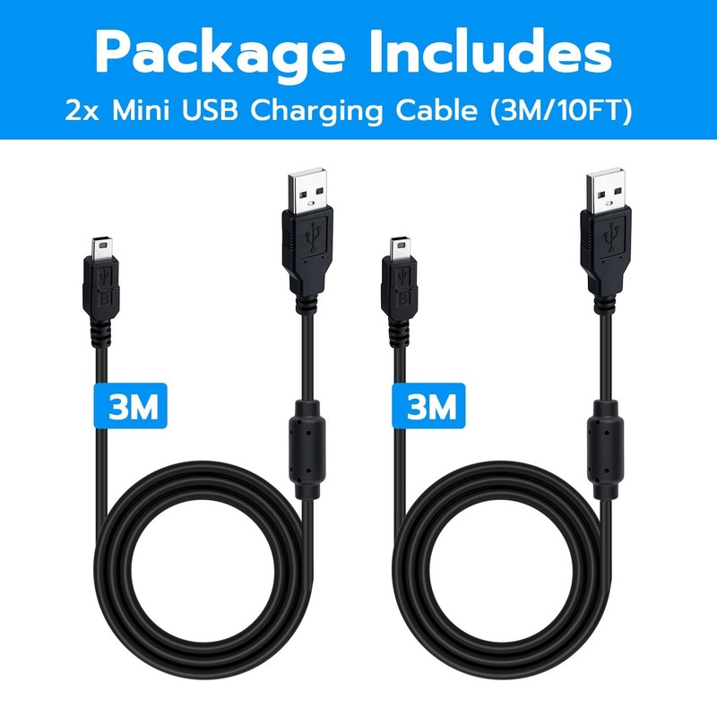 Mcbazel 2Pack 10ft Mini USB Cable for PS3 Controller Charger, USB 2.0 to Mini B gallery