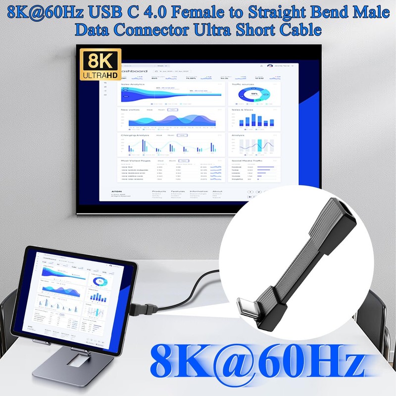 2 Inch 51mm PD240W USB C 4.0 Fast Charge Ultra Short Cable 90 Angle 80Gbps gallery
