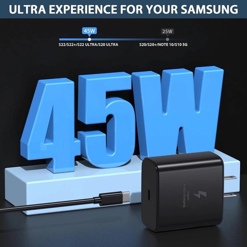 USB C Fast Charger/ Cable 45W PD Adapter for Samsung S25 S24 S23 S22 S21 White gallery