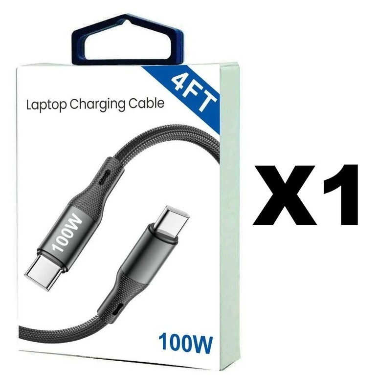100W Braided C to C Fast Charge Cable for Laptop (black)
