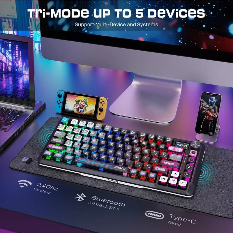 Redragon Wireless Mechanical Gaming Keyboard - Gasket-Mounted RGB Backlit, Cu... gallery