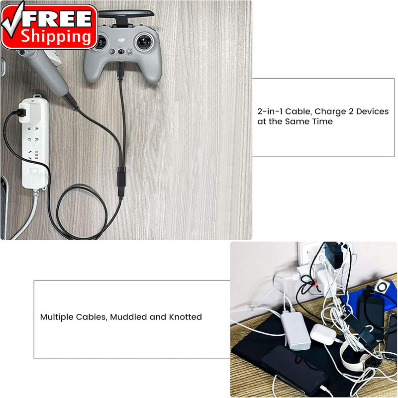 2-In-1 USB C Splitter Charge Cable, USB-C Female to 2 Type-C Male 1 in 2 Out Cha gallery