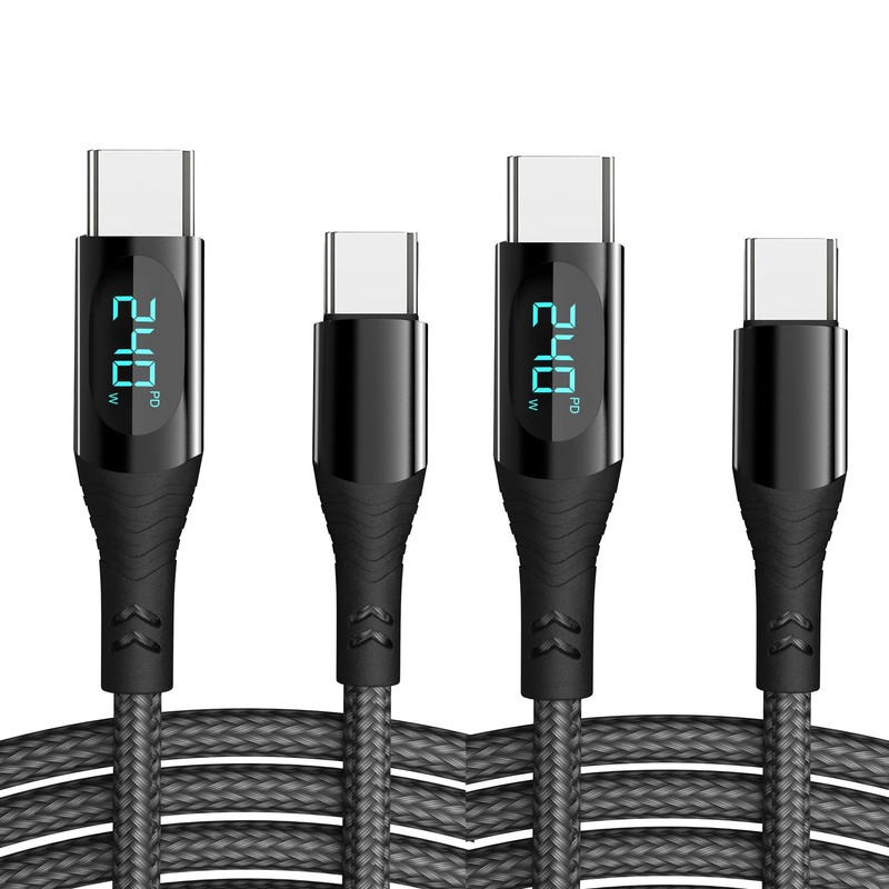240W/5A 2Pack 4Feet & 6.6 Feet Braided USB C to C Cable Super Fast Charge Typ...
