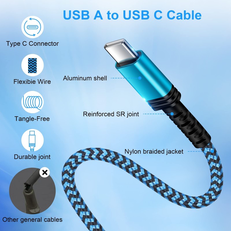 Galaxy S24 Type C Charger Fast Charging Cable 3/6/10FT 3.1A USB-A to USB C Ch... gallery