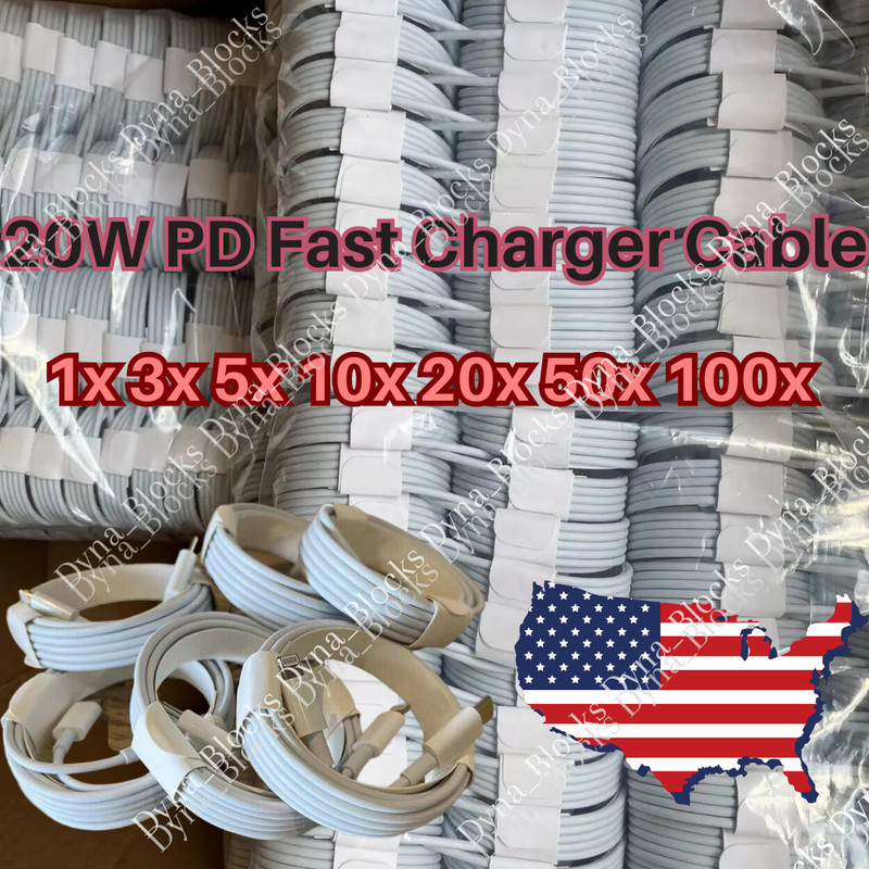 1-100 Lot PD USB Type C Fast Charger Cable For Apple iPhone 14 13 12 11 Pro XR X