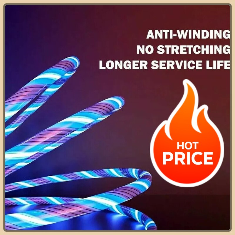 For Samsung iphone Type C Charger Cable Fast Charging Light Up Flowing Led Cord gallery