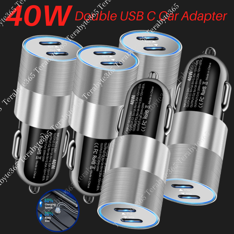 Dual USB C PD Fast 40W Car Charger Adapter Lot For iPhone 15 14 13 12 11 Samsung