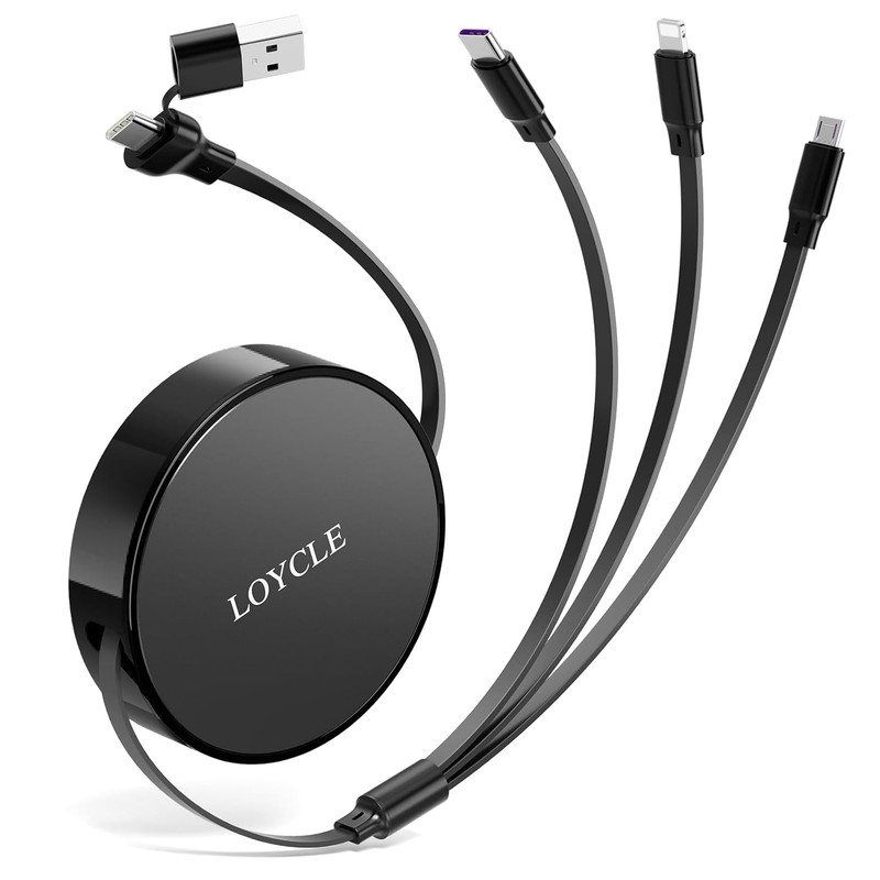 6 in 1 Multi Charger Cable Retractable USB C Cable 1.1M Fast Charging – up to 66 gallery