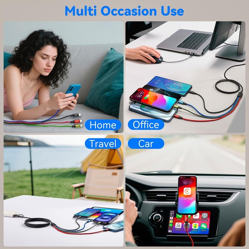 2 Pack 6FT Multi Charging Cable 6 in 1 Fast Phone Charging Cord Charger Wire gallery