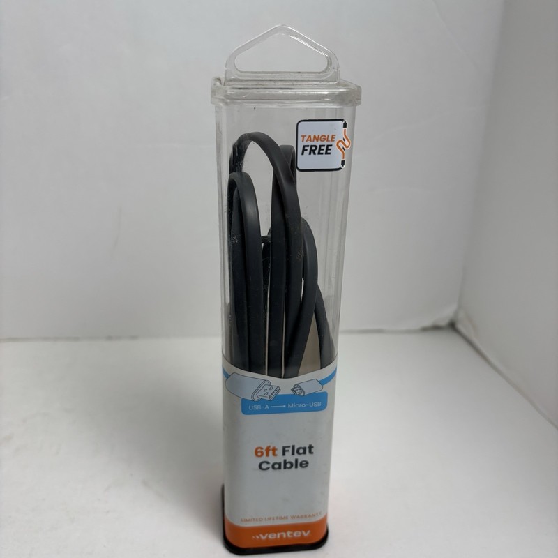 Ventev USB-A to USB-Micro 6ft Flat Cable – Gray