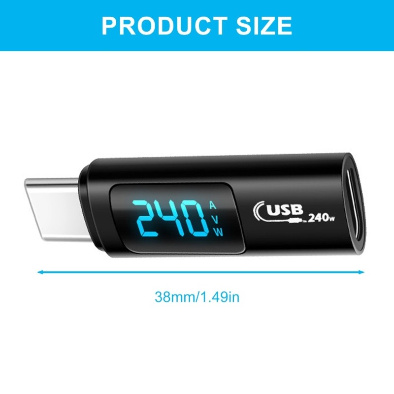 Compact Type C Male To Female Adapter with Digital Current Display for Laptop gallery