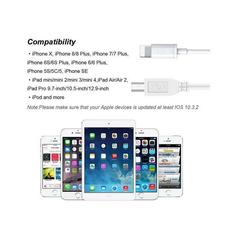 8Pin to Type-B Converter USB 2.0 Cable for iPhone iPad MIDI Keyboard Organ gallery