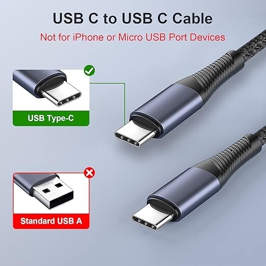 Durable Nylon Braided 100W 5A USB C Cable PD Fast Charger gallery