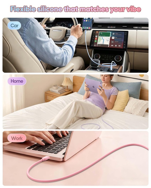 10FT USB to USB Cable 3-Pack, 10 FT USB Fast Charging Cable Long-Soft Silicon... gallery