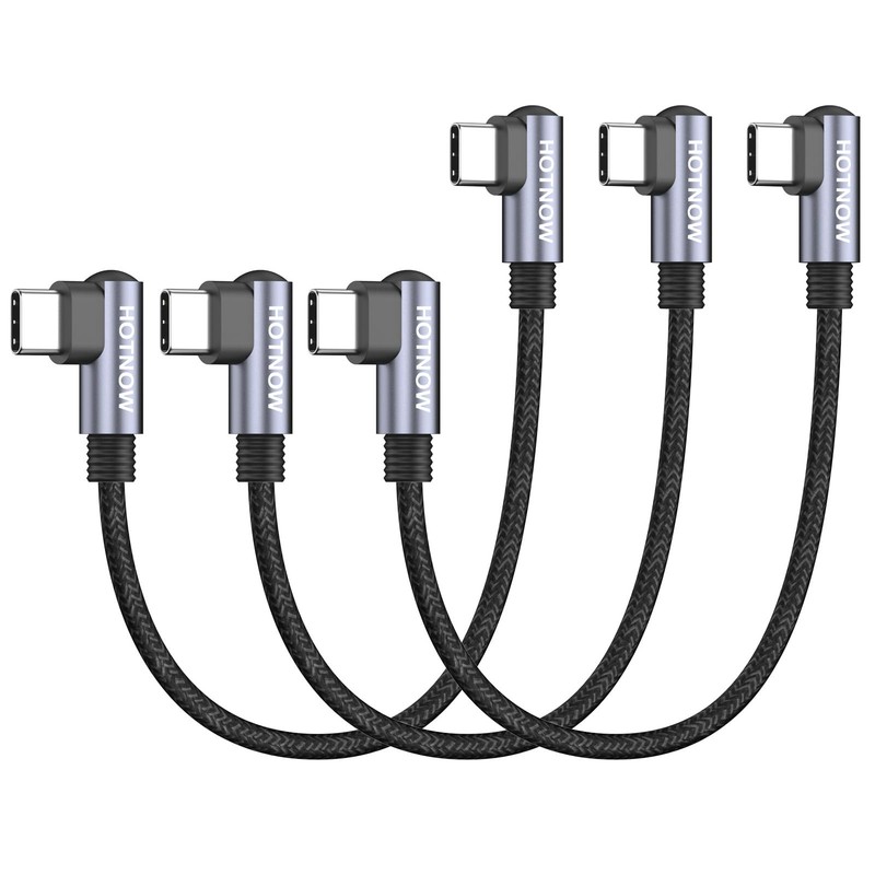 HOTNOW Right Angle USB C to C Cable 0.5FT 3Pack, Short 6 0.5FT, Black