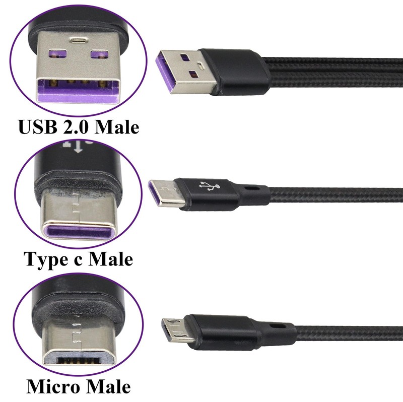 2Pack/4Ft 3 in 1 USB 2.0 A Splitter Cable USB A 2.0 to Dual +Micro USB Charge... gallery