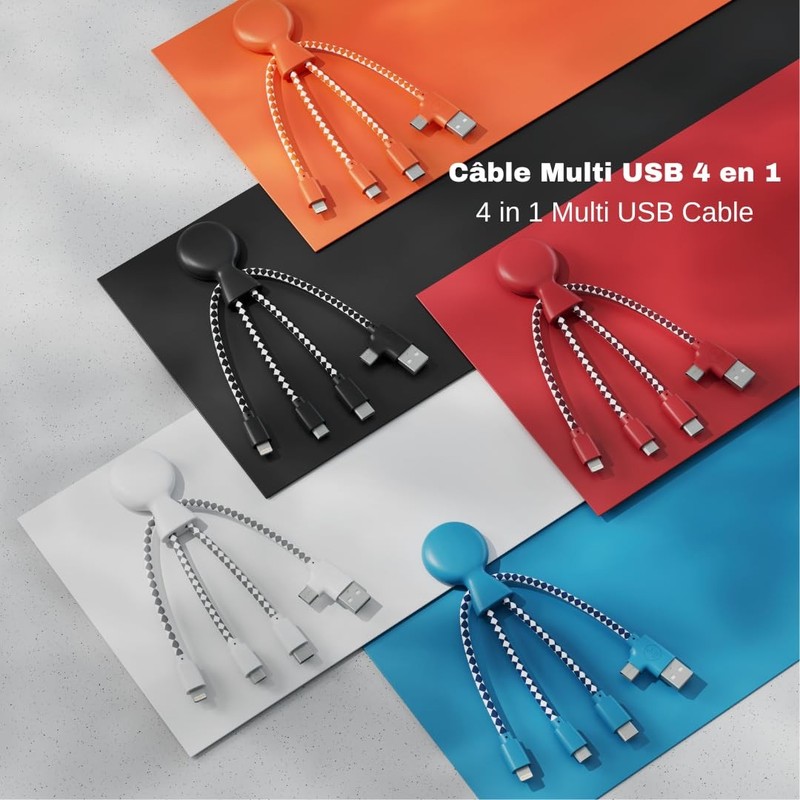 - Mr Bio 4 in 1 Multi USB Cable Octopus Design Black - Universal Recycled Pla... gallery