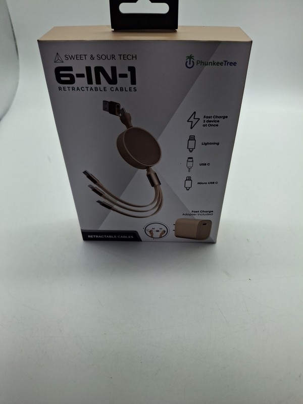 NEW Phunkee Tree 6-In-1 Retractable Cable SWEET SOUR TECH W/ FAST CHARGE ADAPTER gallery