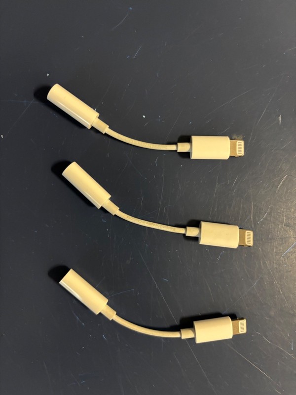Three Genuine OEM Apple Lightning to 3.5mm Headphone Jack Audio Adapter, White gallery