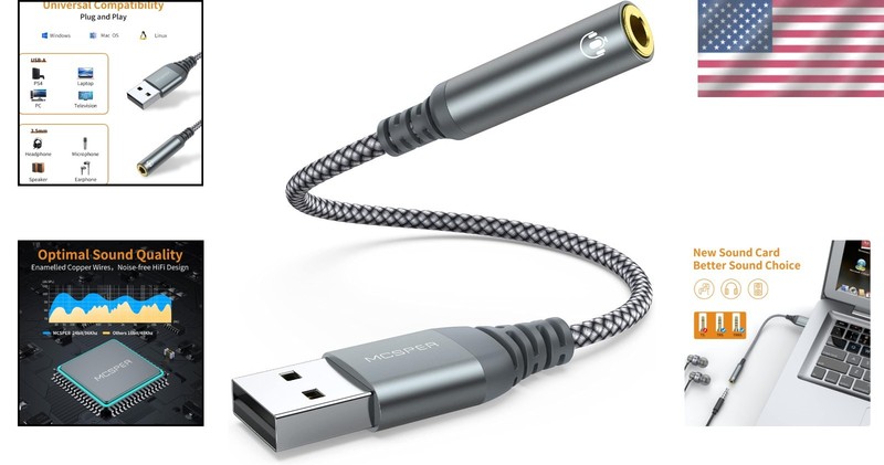 USB-A to 3.5mm Stereo Audio Converter - Multi-Device Compatibility & Durability gallery