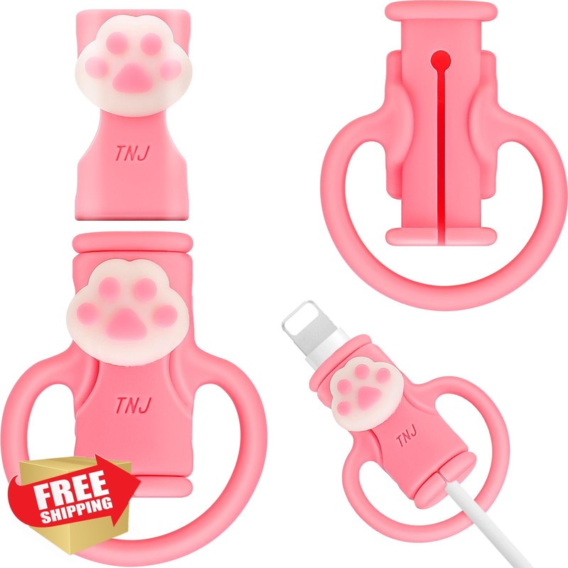 SAISN Cute Cat Claw USB C Cable Protector White 2-in-1 Cord Saver