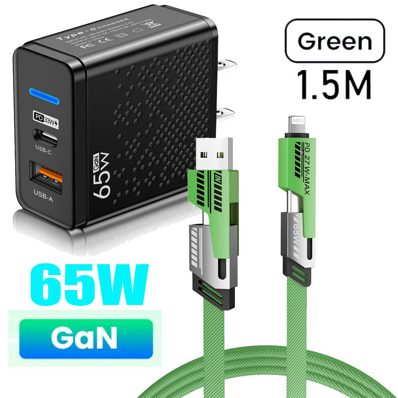 4-in-1 PD 65W Charging Cable& Car Charger Block For Google Pixel 9 8a 7 6 Pro XL gallery