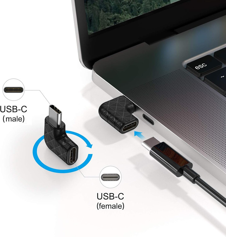 USB C Right Angle Adapter,90 Degree USB C to USB Type-C Male to Female Adapter ( gallery