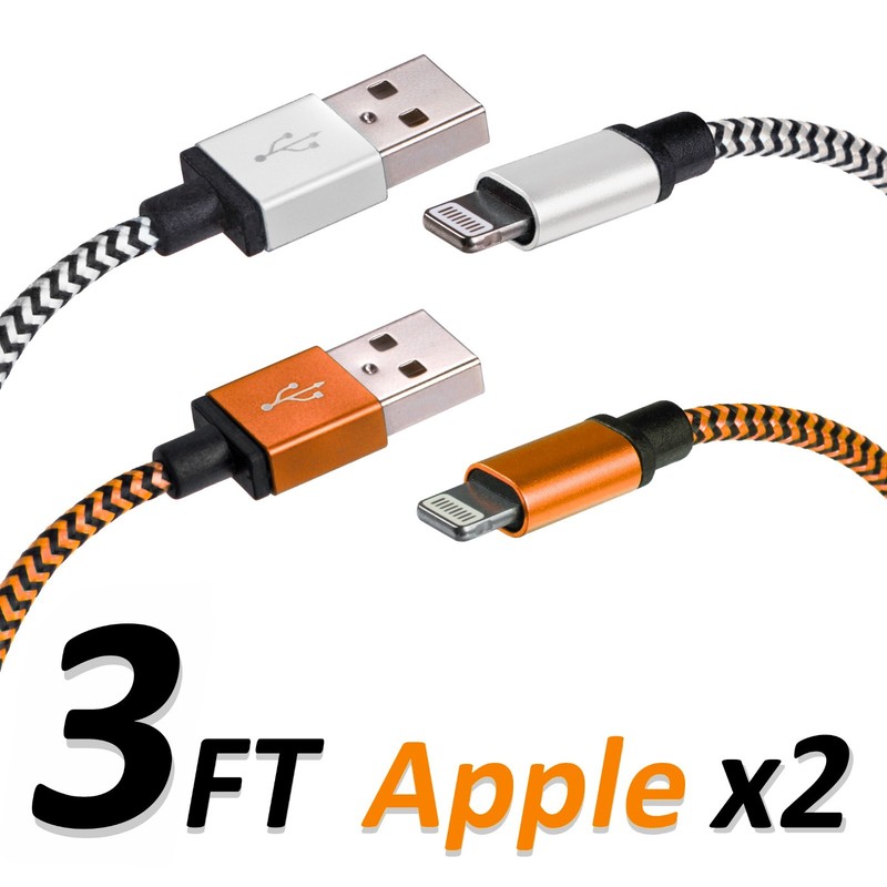 3FT iPhone USB Data Charger Cable Braided For Apple Devices High Quality 2 SETS